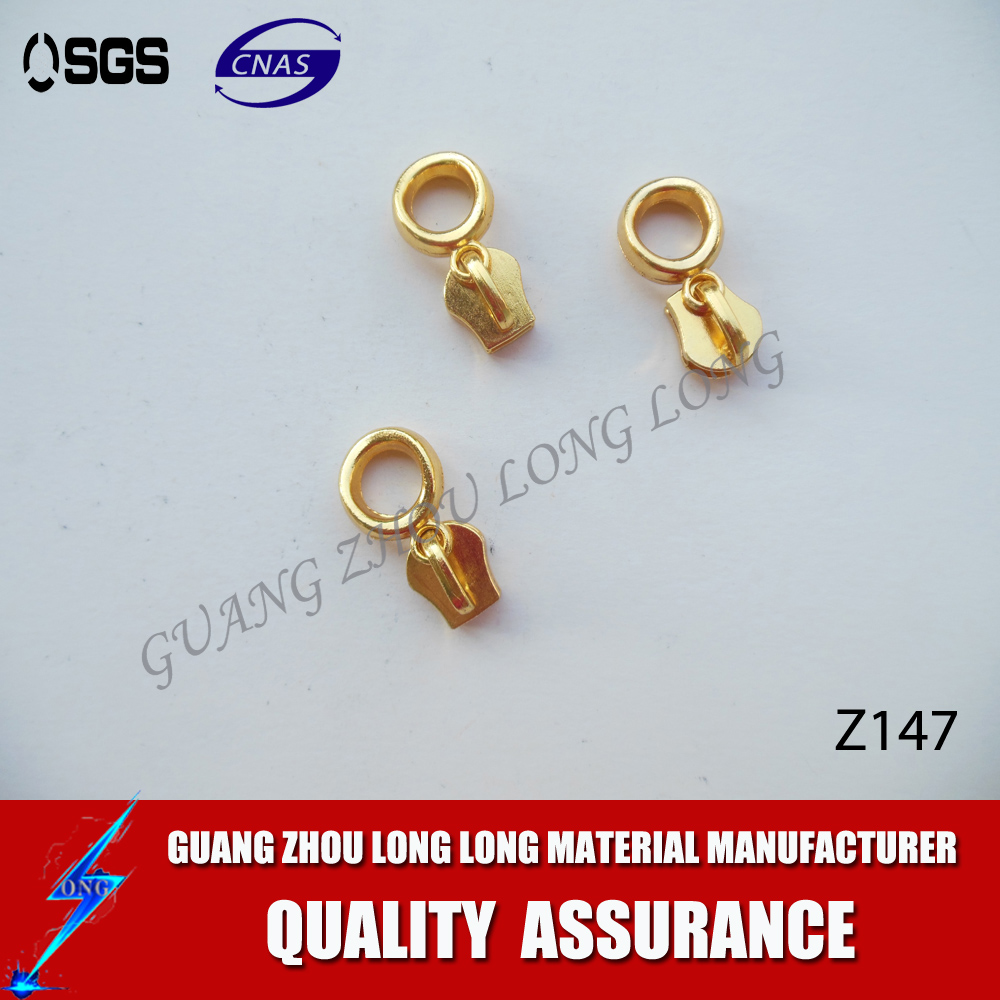 Semi-lock Key Locking Golden Brass Zipper Slider